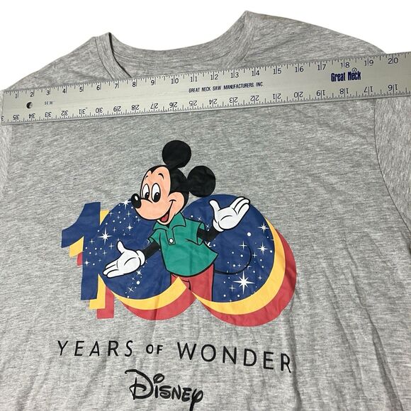 Disney T-Shirt Mens XXL Gray 100 Years Of Wonder Mickey Mouse Graphic Print New - Picture 6 of 8